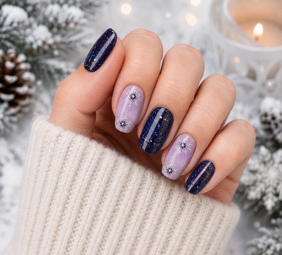 Midnight Frost Shimmer WIDE Nail Polish Strips - Wide Nails, Non-Toxic