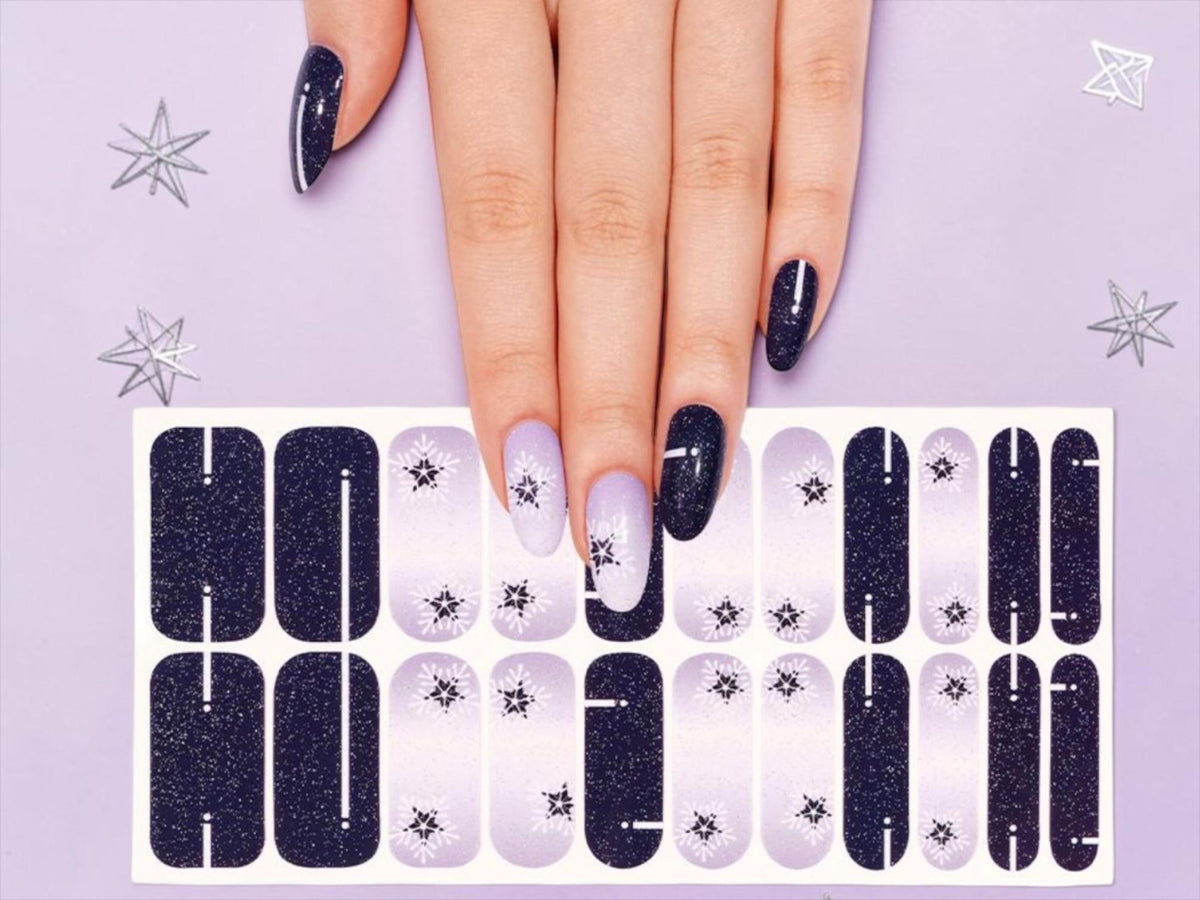 Midnight Frost Shimmer WIDE Nail Polish Strips - Wide Nails, Non-Toxic