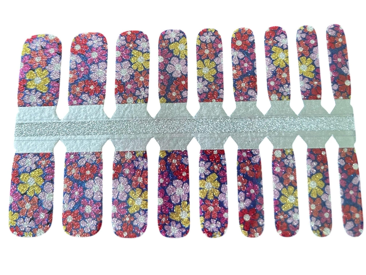 KIDS Nail Wraps- Glitter Flower Garden