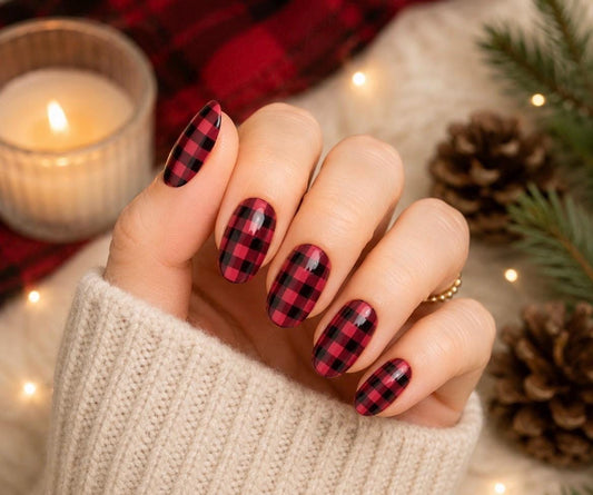 Red Buffalo Plaid Nail Polish Strips, Nail Stickers