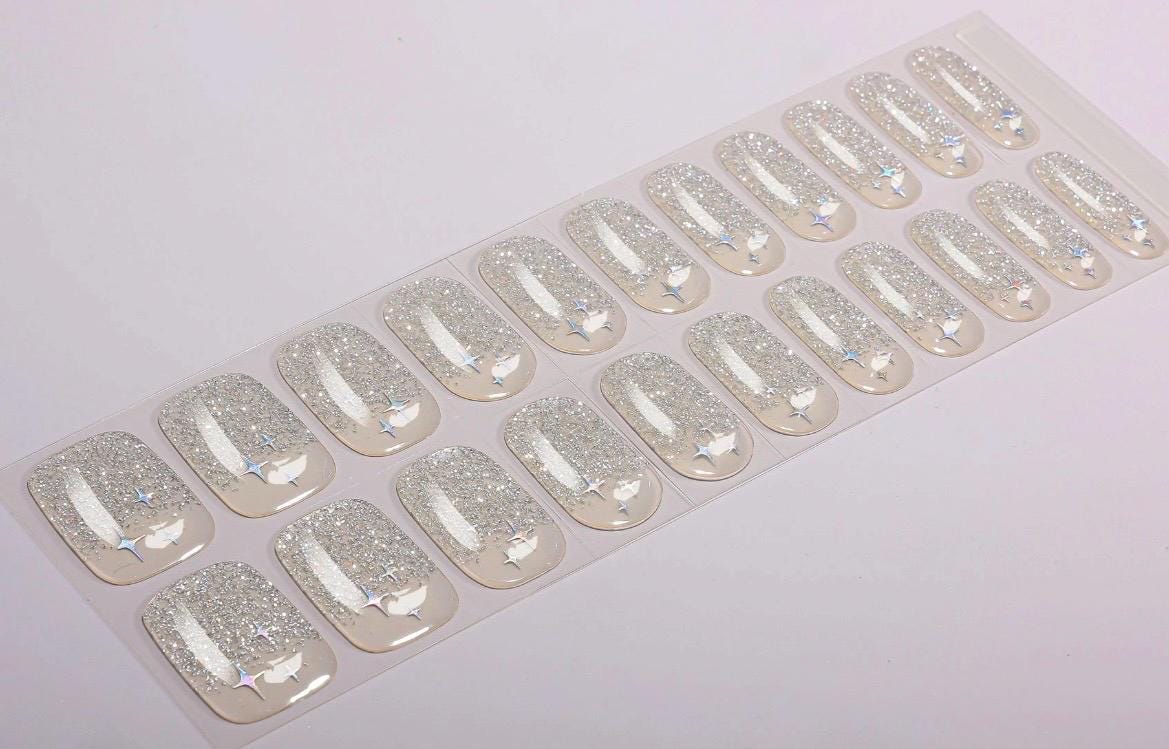 Stardust Ombre- Glitter Gel Nail Polish Strips: No UV Light Needed- Non-Toxic