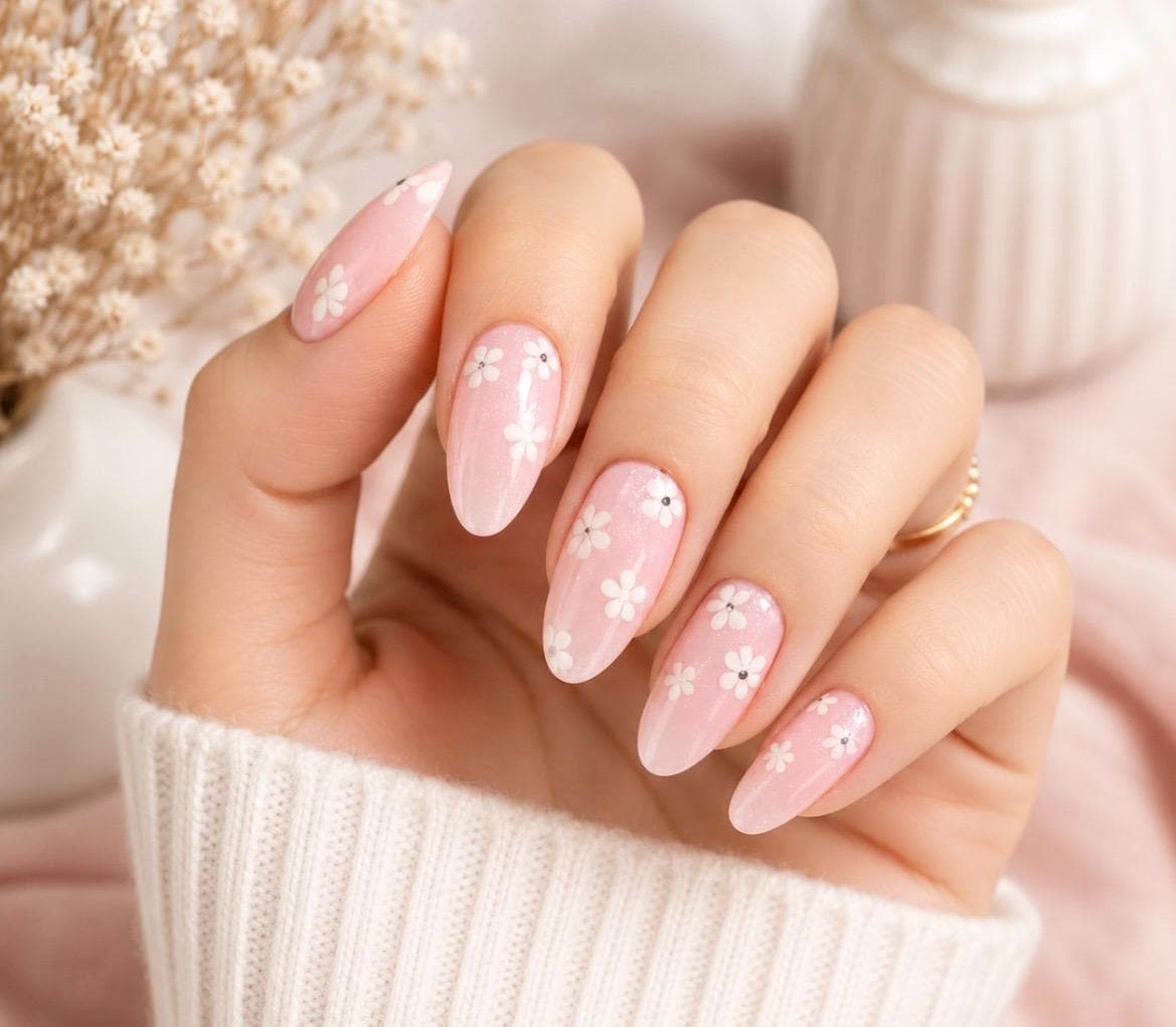 Delicate Daisy Gel Nail Polish Strips: No UV Light Needed.  Non-toxic easy to apply.