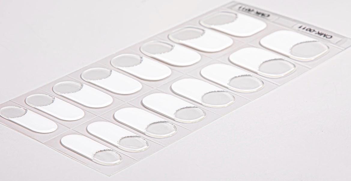 French Silver Glitter Gel Nail Wraps: Easy Nail Stickers