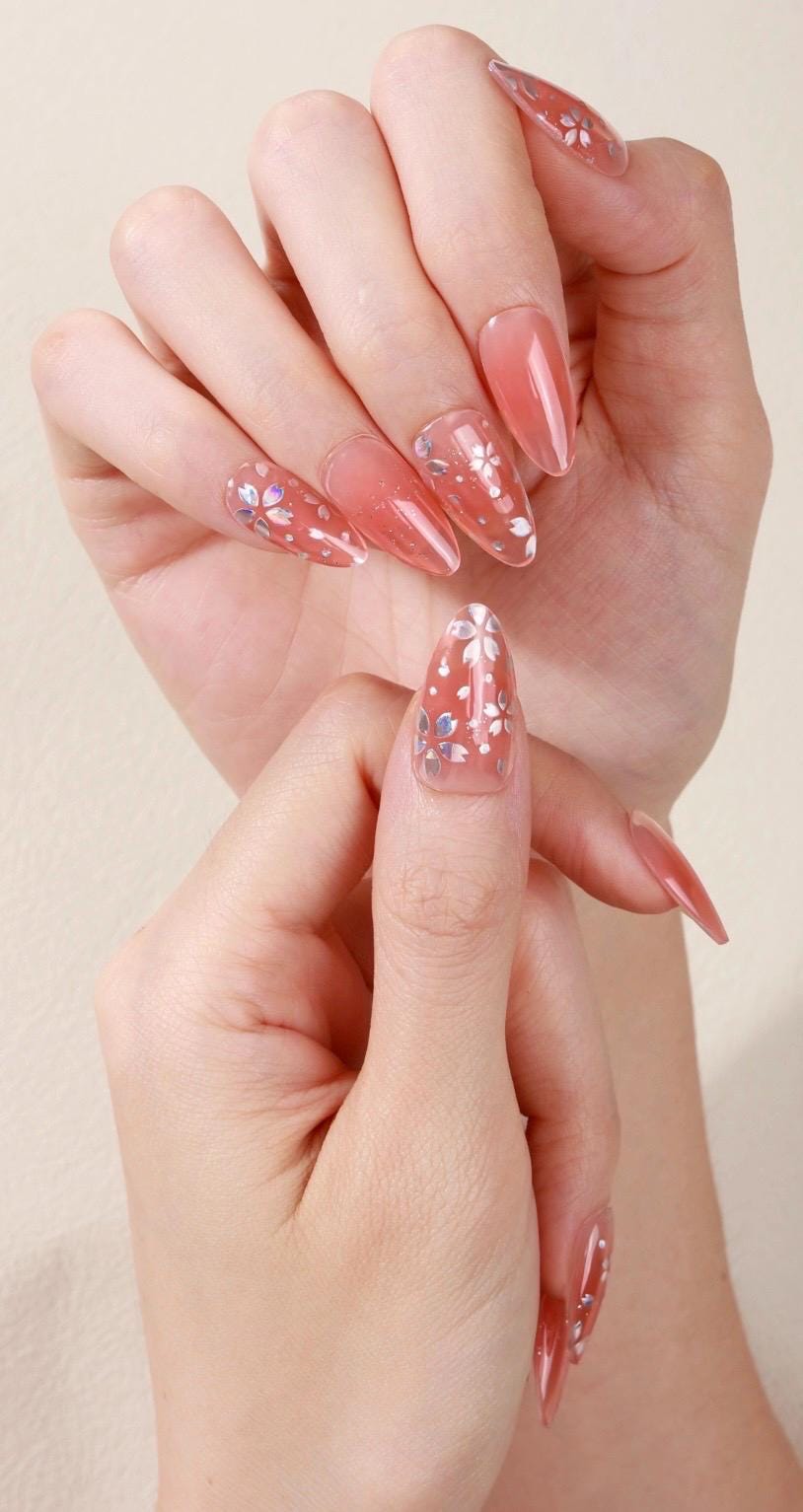Spring Blossom Sparkle Nail Wraps No UV Gel