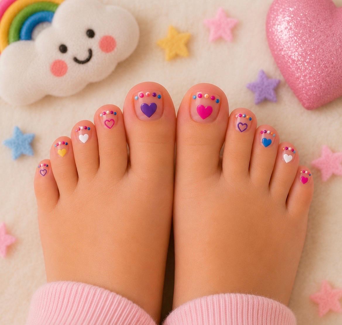Rainbow Hearts - 3-D Nail decals- easy to apply nail stickers