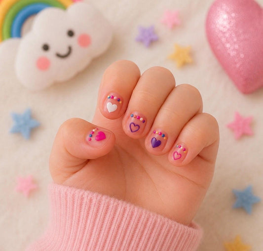 Rainbow Hearts - 3-D Nail decals- easy to apply nail stickers