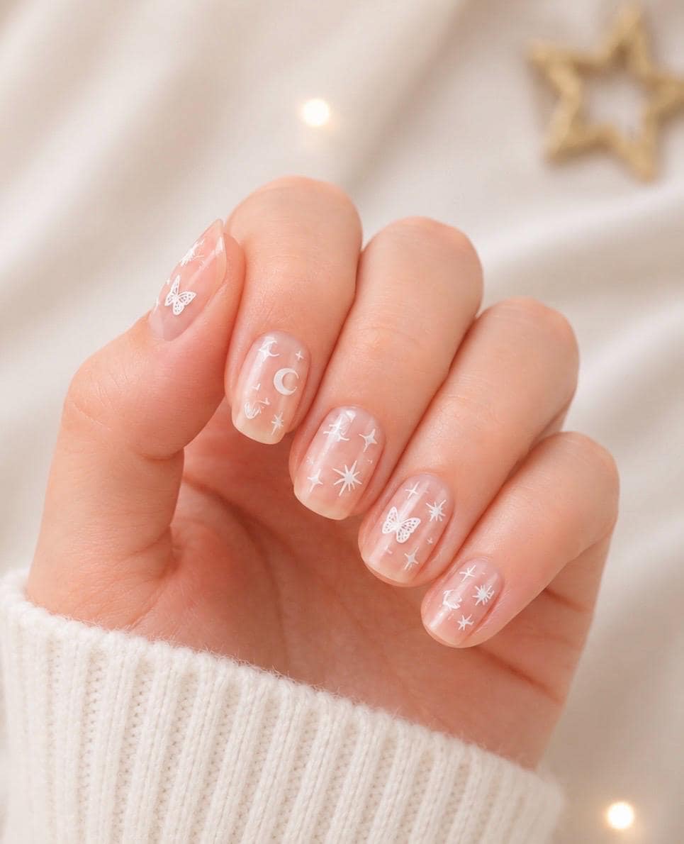Moon, Stars & Butterfly Magic - 3-D Nail decals- easy to apply nail stickers