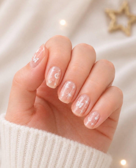 Moon, Stars & Butterfly Magic - 3-D Nail decals- easy to apply nail stickers