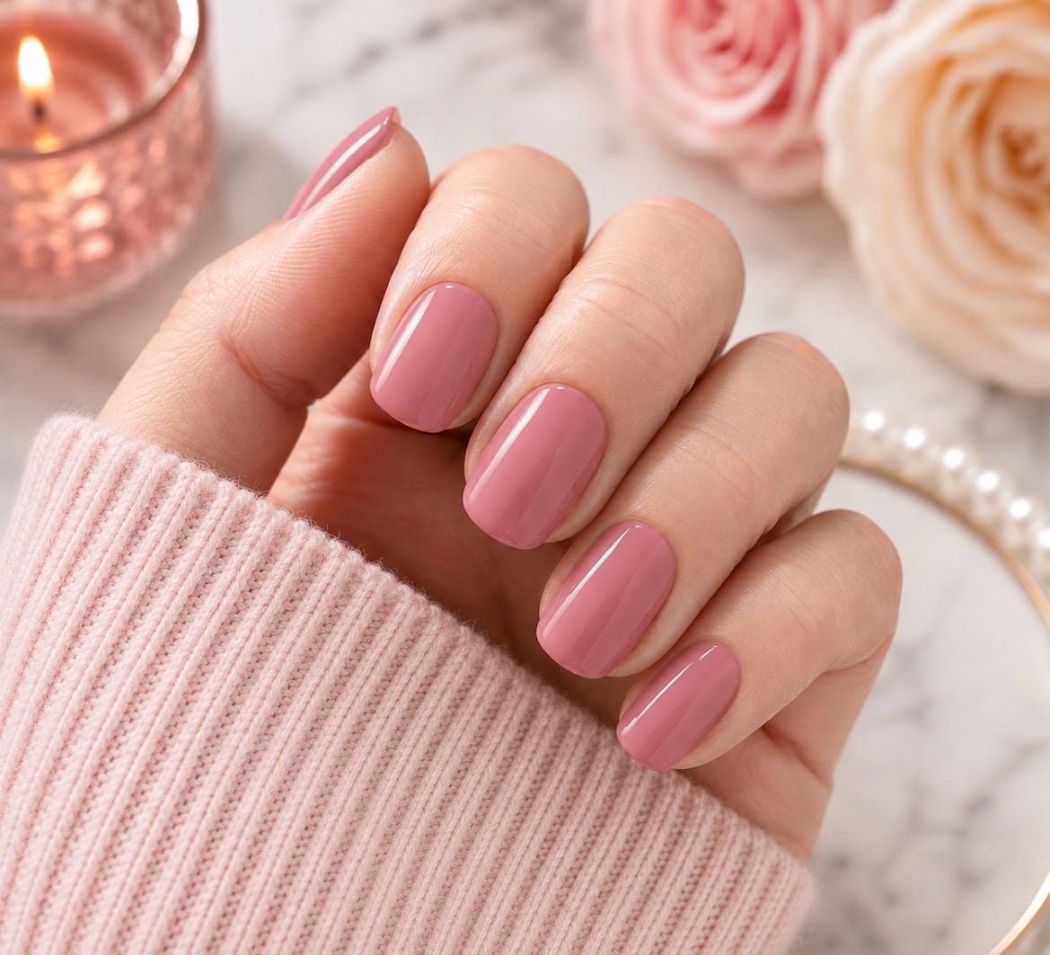 Mauve Nail Polish Stickers: Solid Color Nail Wraps