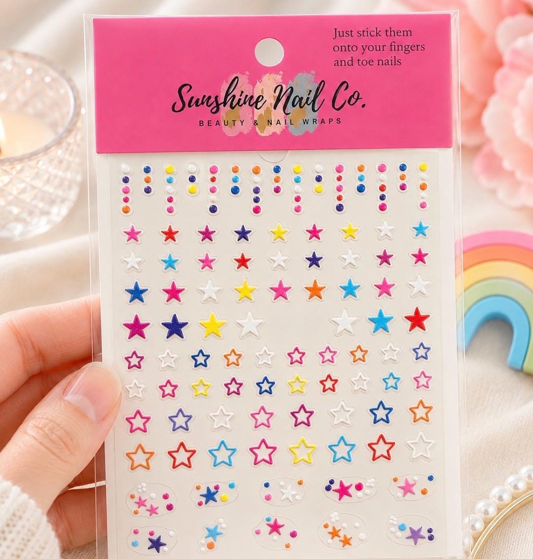 3-D Nail decals- Rainbow Stars