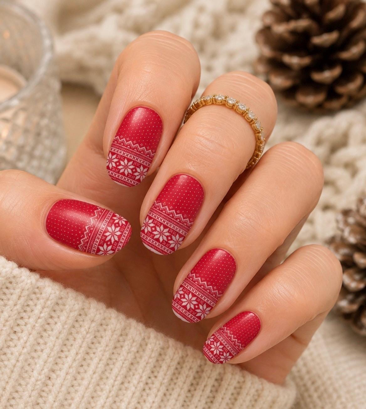 Christmas Sweater Nail Polish Strips: Non-Toxic Easy Application Nail Art