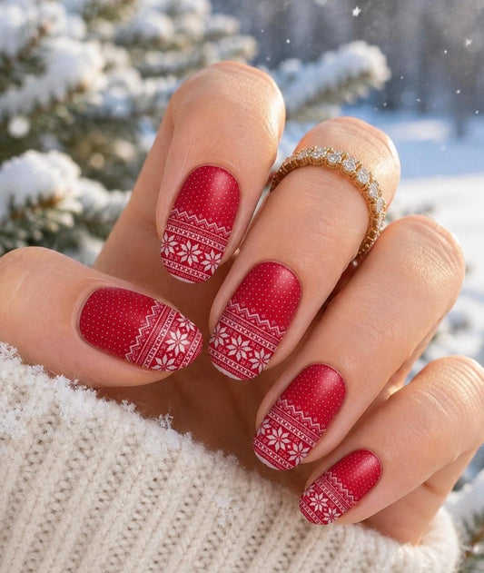 Christmas Sweater Nail Polish Strips: Non-Toxic Easy Application Nail Art