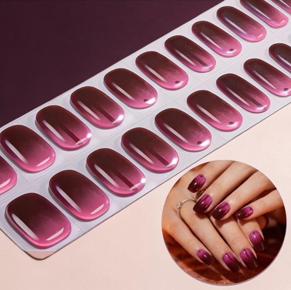 Blush to Burgundy- Gel Nail Polish Strips: No UV Light Needed- Non-Toxic