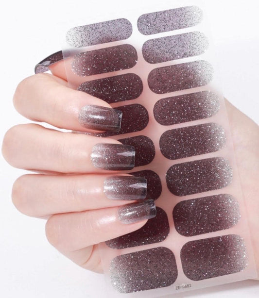 Frosted Expresso Glitter Fade Nail Polish Strips: Non-Toxic Nail Art