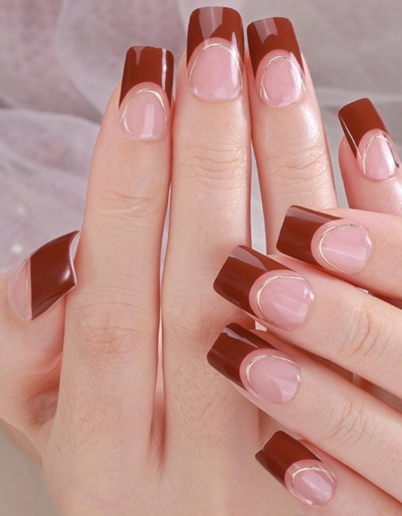 Cinnamon and Gold Nail Wraps No UV Gel
