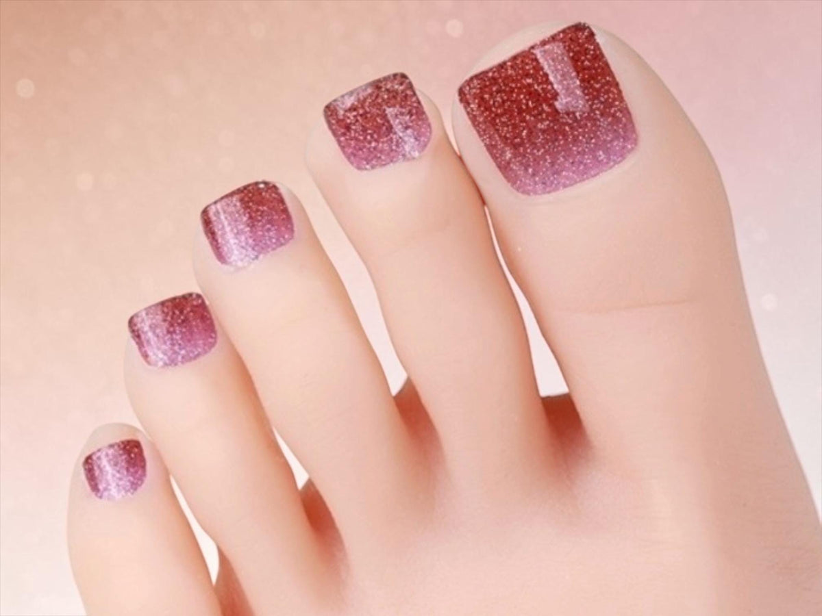 Ruby Frost- Glitter Toe Nail Polish Strips: Non-Toxic Nail Wraps