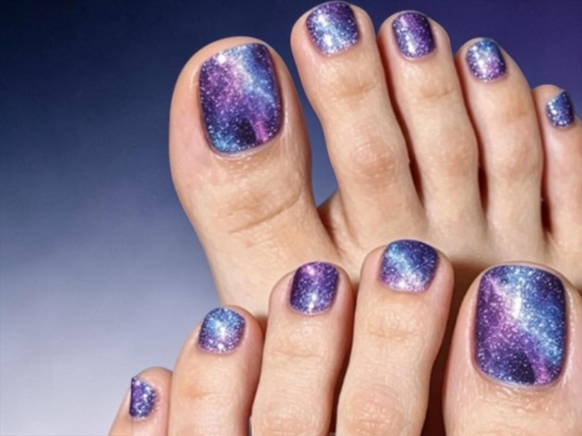 Cosmic Amethyst - Toe Nail Polish Strips: Non-Toxic Nail Wraps
