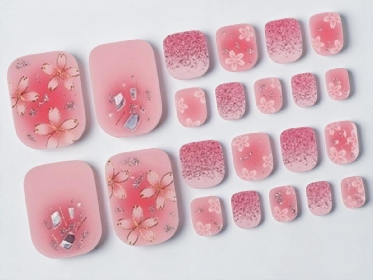Blushing Blossoms- Sparkle Toe Nail Polish Strips: Non-Toxic Nail Art