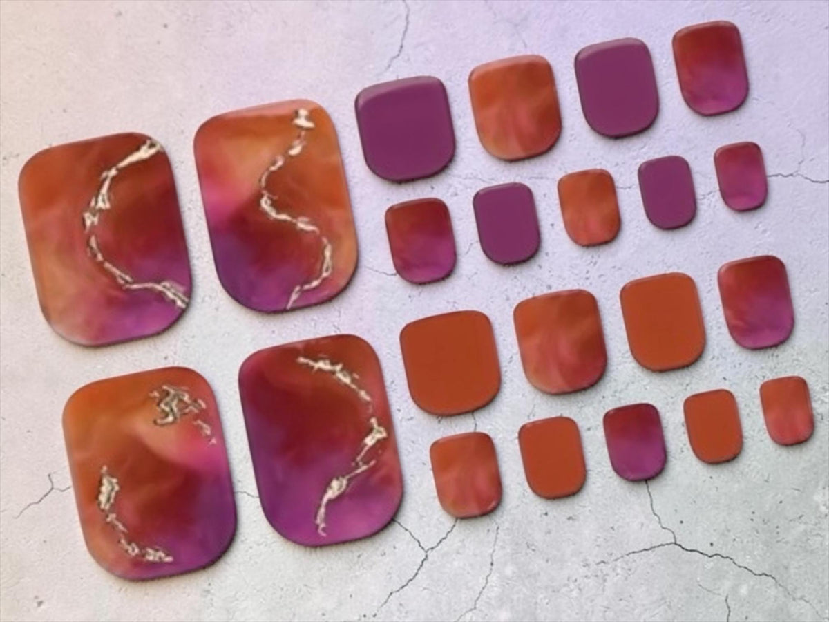 Autumn Agate Toe Nail Polish Strips: Non-Toxic Nail Wraps