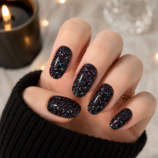 Multi Black Glitter Nail Polish Strips: Non-Toxic Nail Wraps