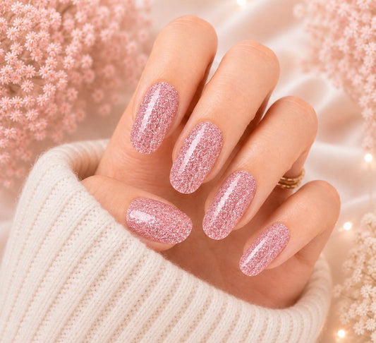 Pink Glitter Nail Polish Strips- Non-Toxic