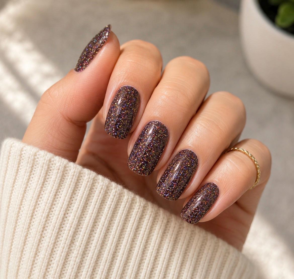 Frosted Expresso Glitter Fade Nail Polish Strips: Non-Toxic Nail Art