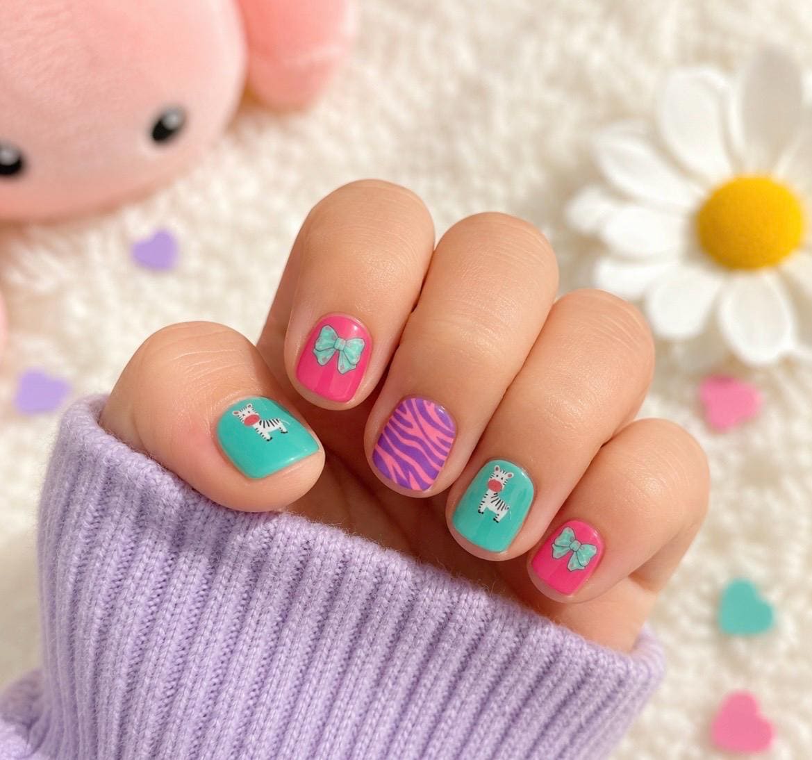 KIDS Nail Wraps- Zebra & Bow