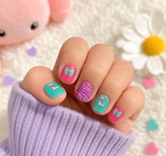 KIDS Nail Wraps- Zebra & Bow