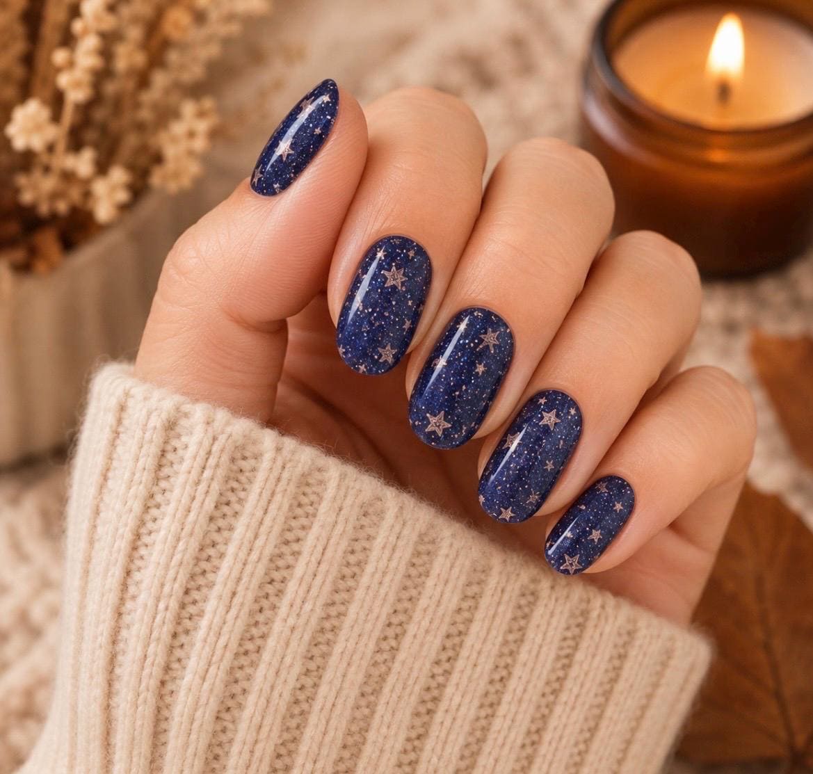 Midnight Constellation WIDE Nail Polish Strips - Wide Nails, Non-Toxic
