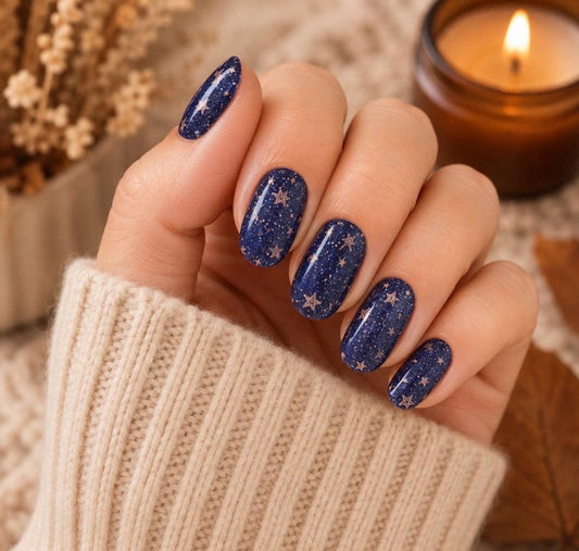 Midnight Constellation WIDE Nail Polish Strips - Wide Nails, Non-Toxic