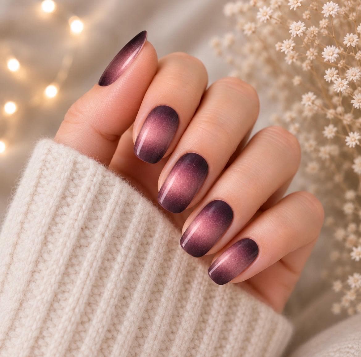 Plum Eclipse Fade Shimmer WIDE Nail Polish Strips - Wider Nails, Non-Toxic
