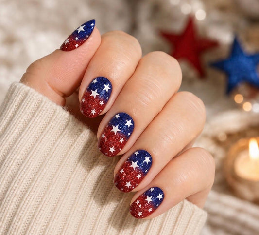 Star-Spangled Sparkle Nail Polish Stickers: Non-Toxic Nail Wraps