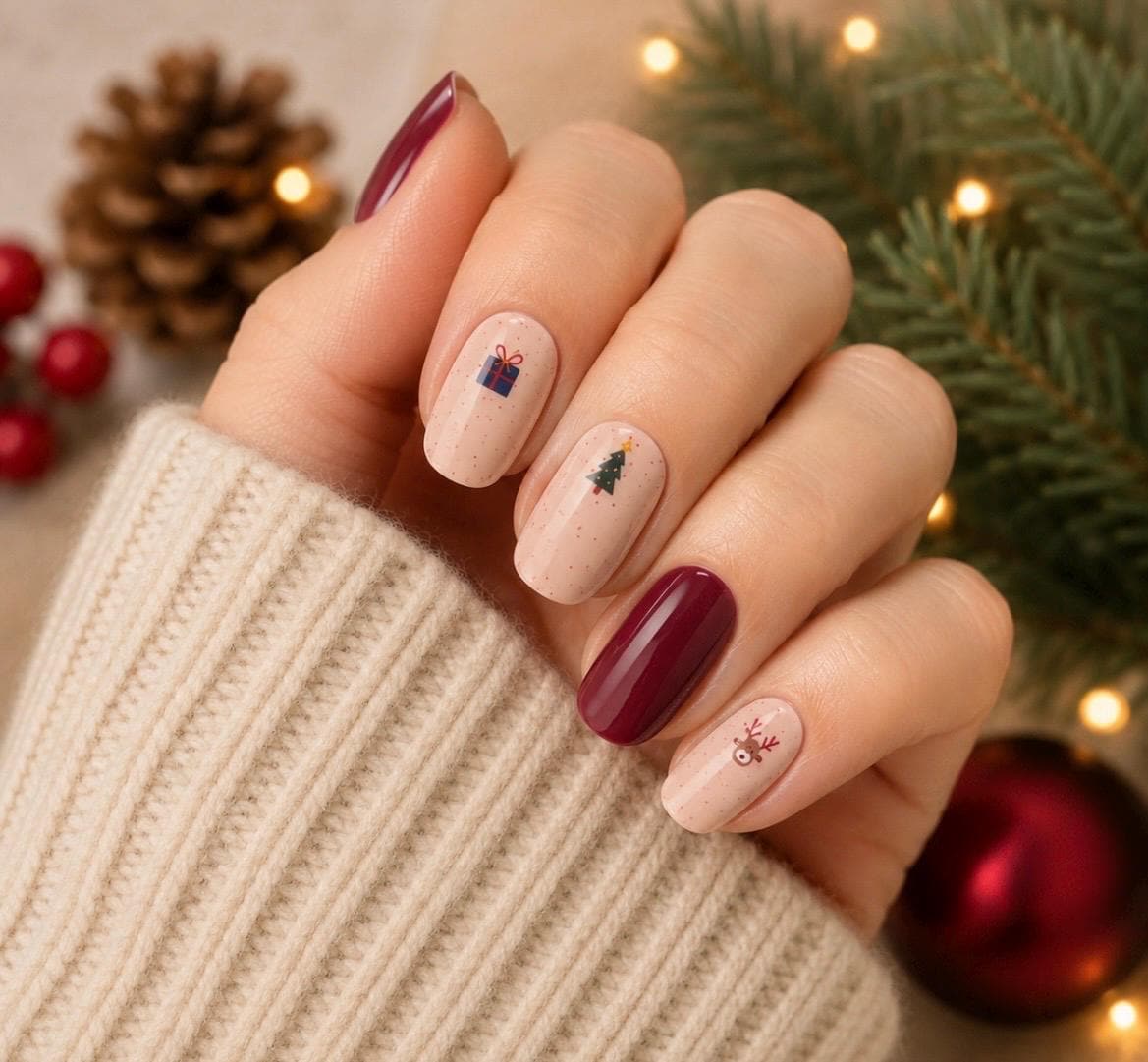 Merry Merlot Nail Polish Strips, Non-Toxic Nail Stickers