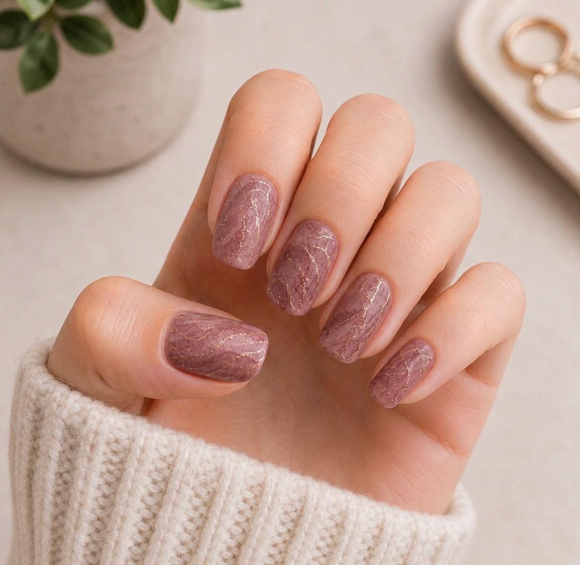 Gilded Mocha Nail Polish Wraps: Non-Toxic Easy Nail Art Stickers