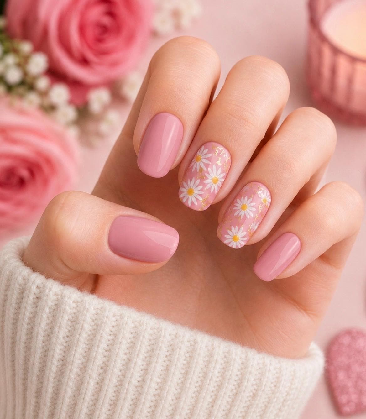 Daisy Dream Nail Polish Strips: Non-toxic Floral Nail Wraps
