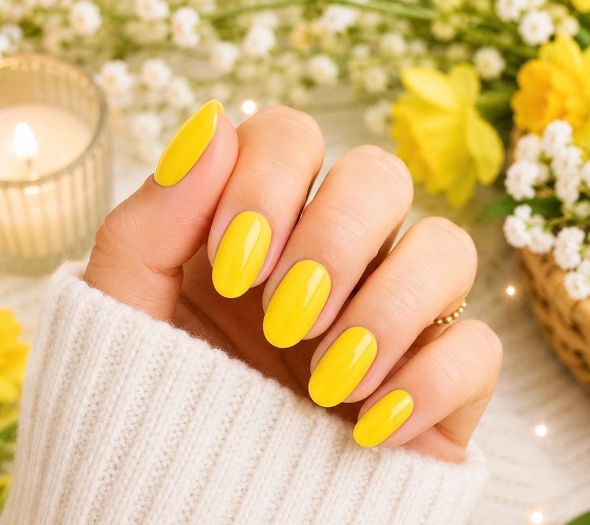 Bright Yellow Nail Polish Stickers: Non-Toxic Nail Wraps