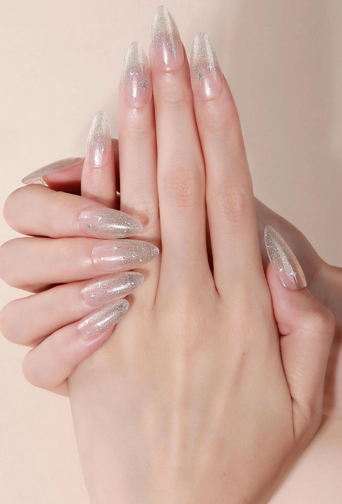 Stardust Ombre- Glitter Gel Nail Polish Strips: No UV Light Needed- Non-Toxic
