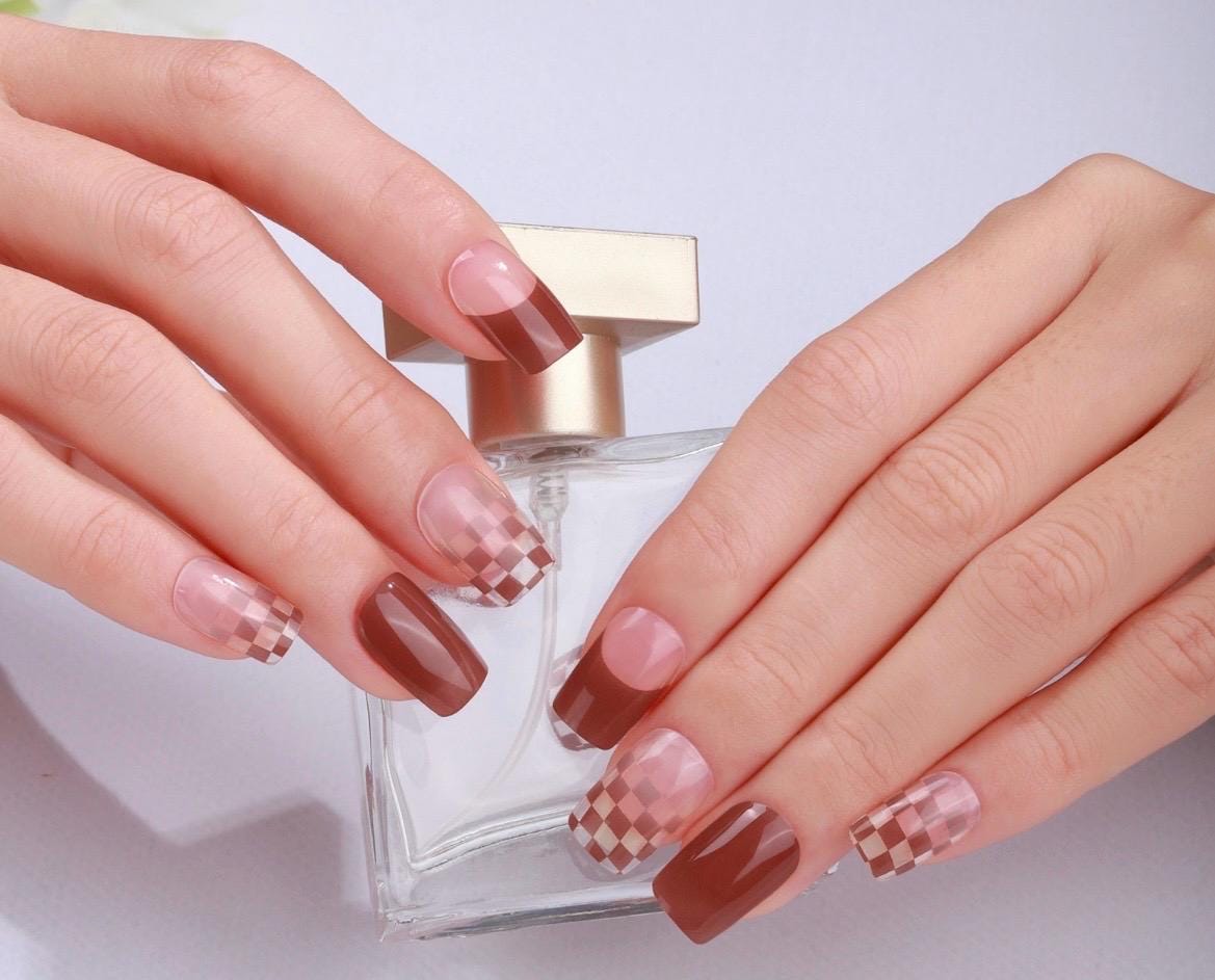 Checkered Spice Nail Wraps No UV Gel