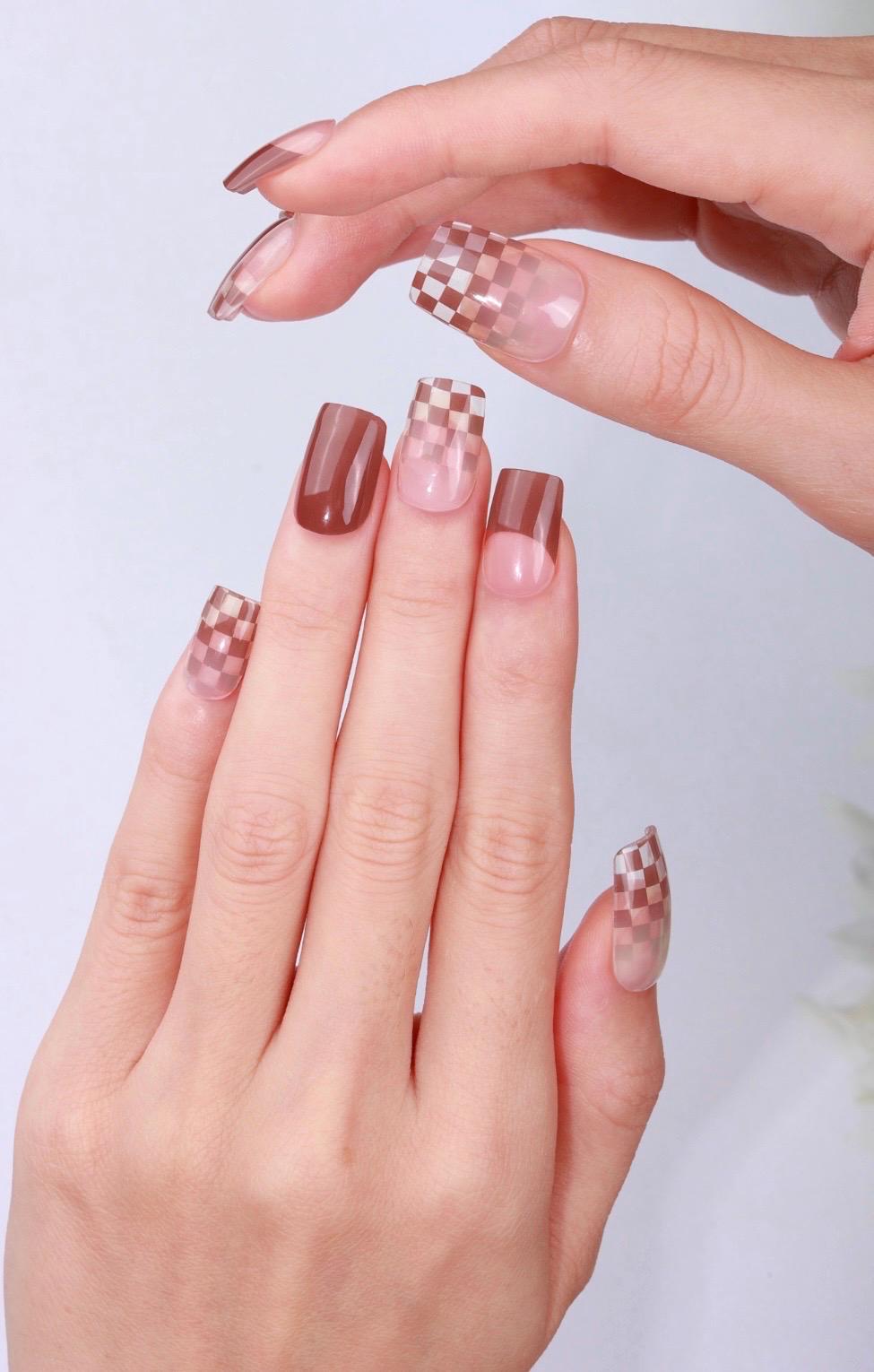 Checkered Spice Nail Wraps No UV Gel