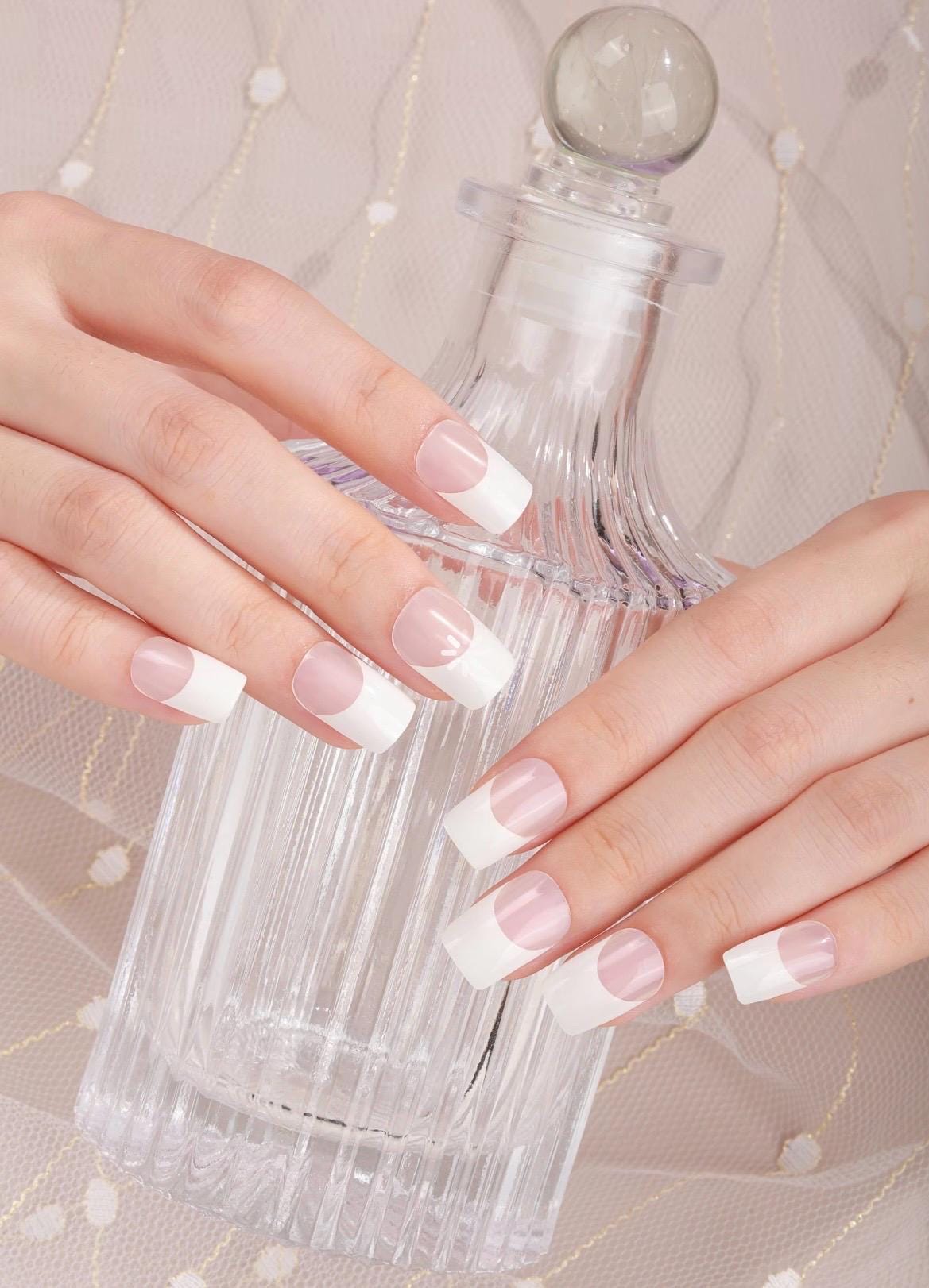 French Manicure Nail Wraps No UV Gel