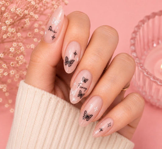 Black & White Butterflies - 3-D Nail decals- non-toxic easy to apply nail stickers