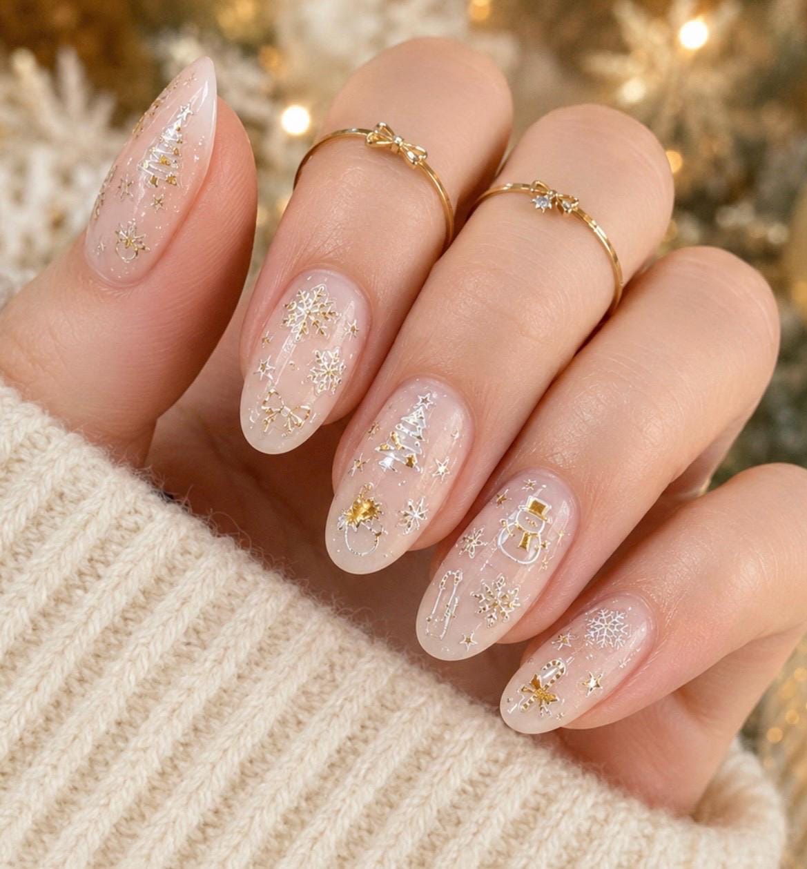 Golden Noel - 3-D Nail decals- easy to apply nail stickers