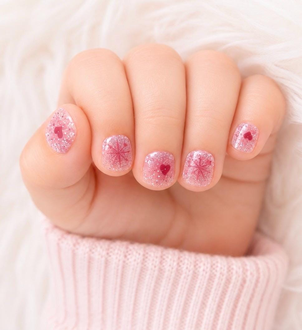 KIDS Nail Wraps- Sugar Sparkle Hearts