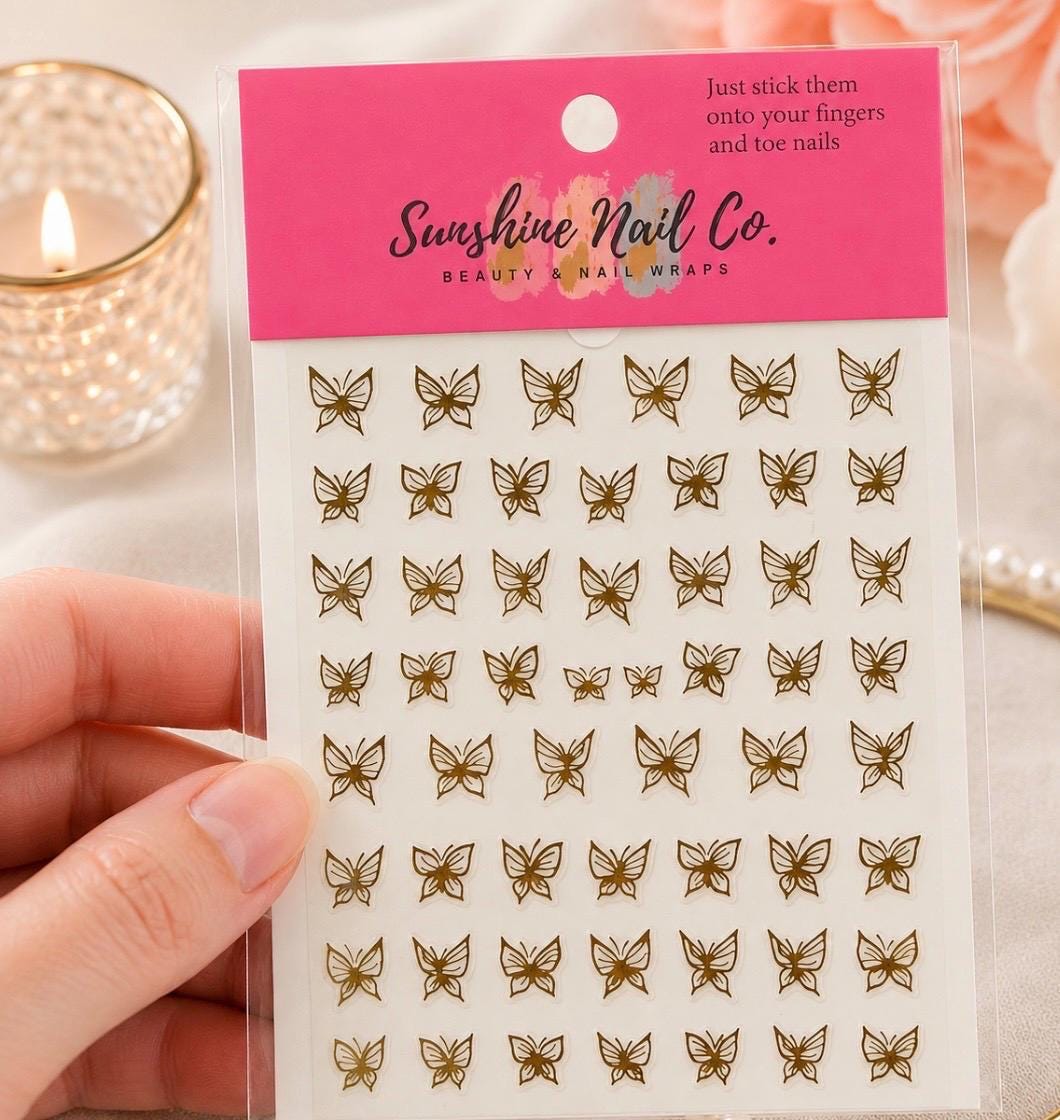 Golden Flutter 3-D Nail decals