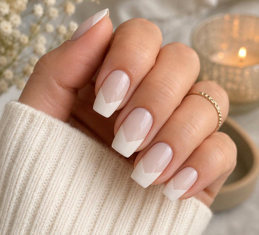 V Tip French Manicure WIDE  Wraps, 100% Nail Polish Stickers, Non-Toxic Nail Strips