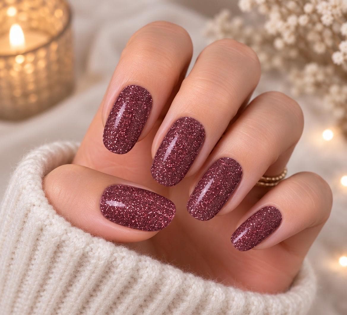 Cranberry Shimmer Nail Polish Strips: Non-Toxic Nail Wraps