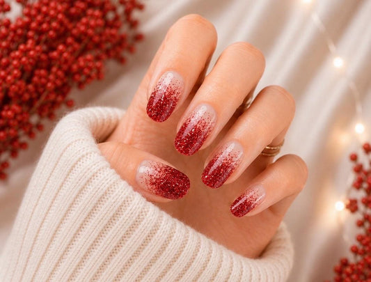 Red Glitter Fade Nail Polish Wraps: 100% Nail Stickers