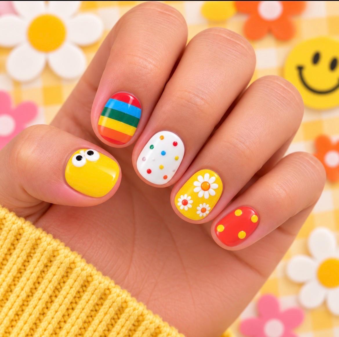 KIDS Nail Wraps No UV Gel- Rainbow Daisy Days