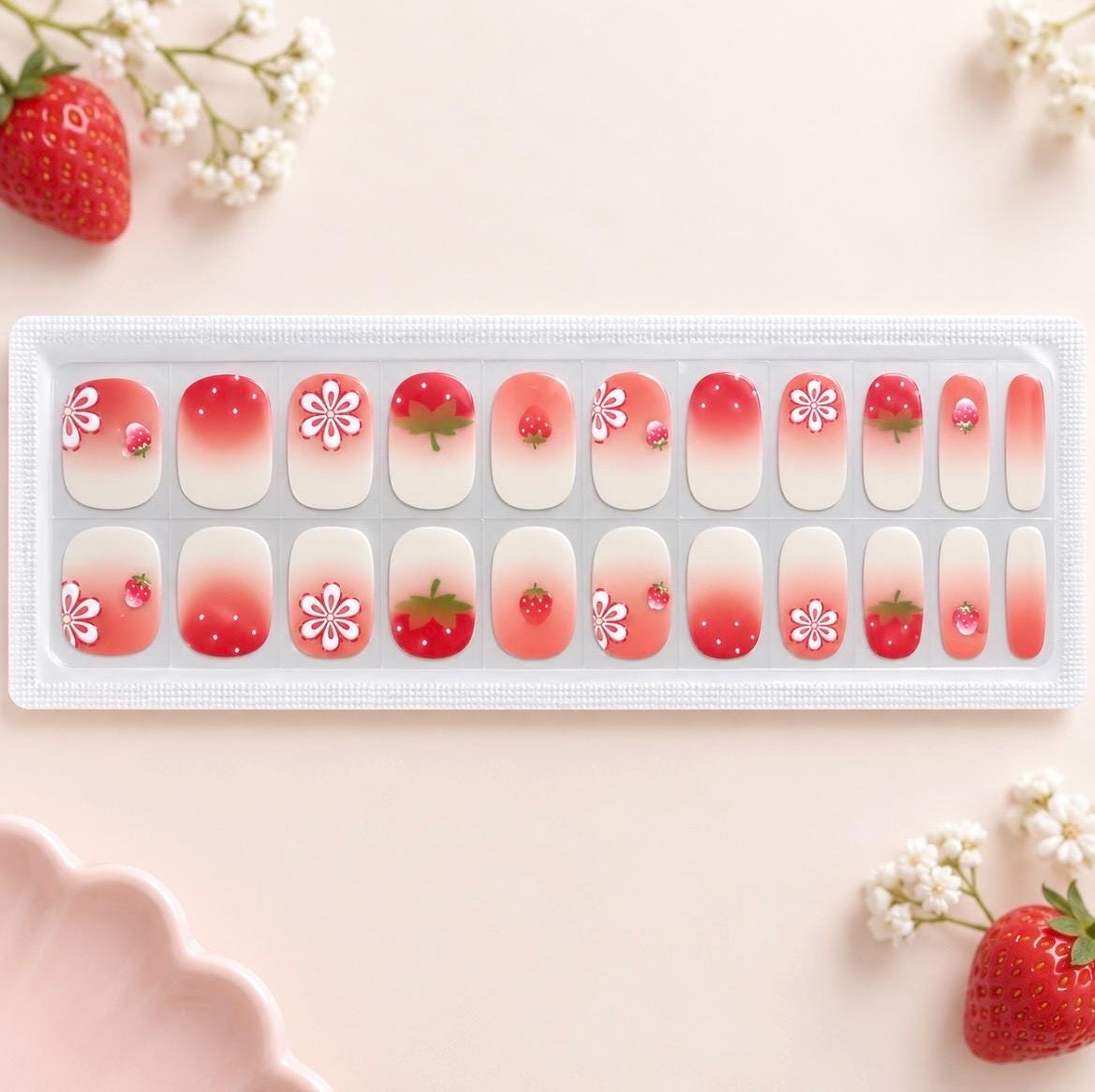 KIDS Nail Wraps-Strawberry Blossom- No UV Gel