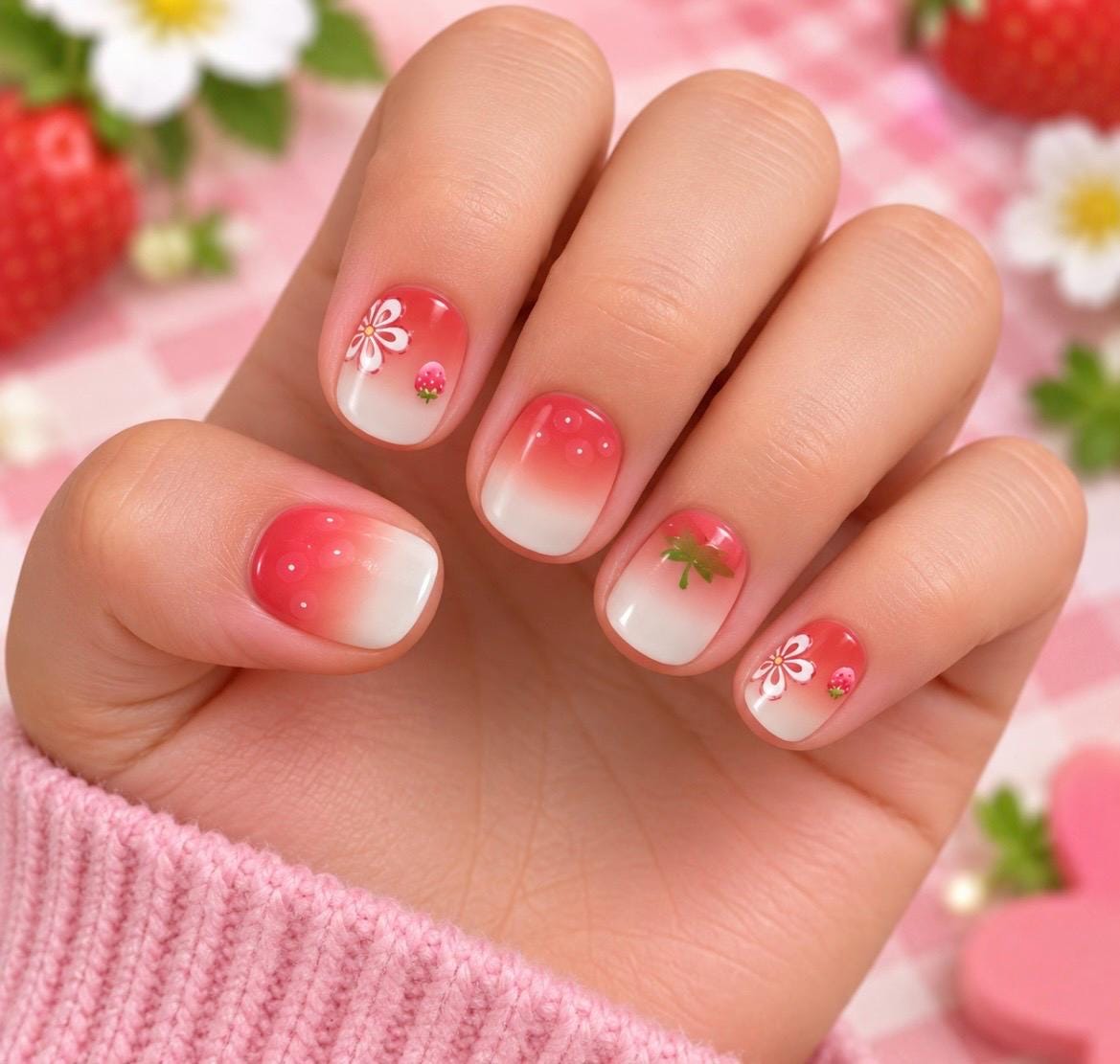 KIDS Nail Wraps-Strawberry Blossom- No UV Gel